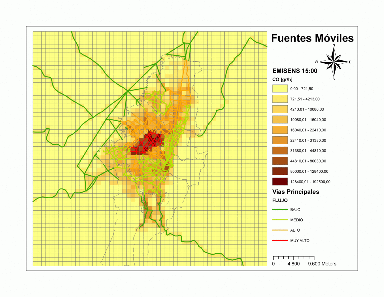 <em>Carbon monoxide emissions (CO, in g/h) calculated over the city of Bogota in 2010.</em>